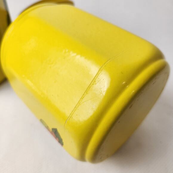 Kromex 70s Canisters Yellow Metal Fruit Flower MCM Retro Orange - Picture 7 of 12